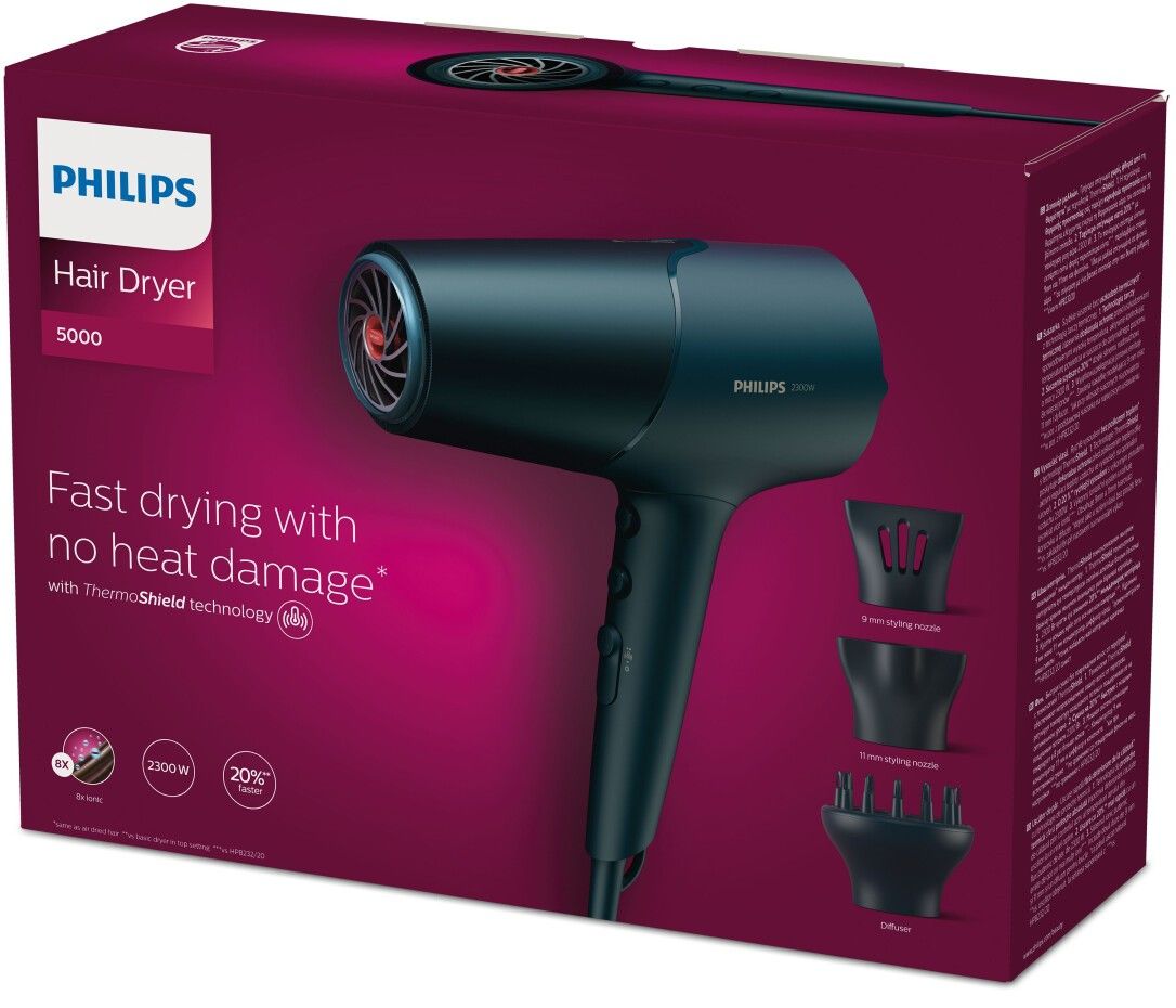 Philips Haartrockner BHD512/20 Blaugrün und Metallic