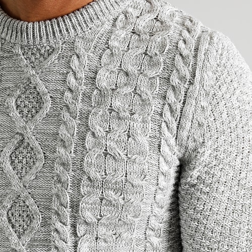 Pull Col Rond Torsades 0251 Gris Clair