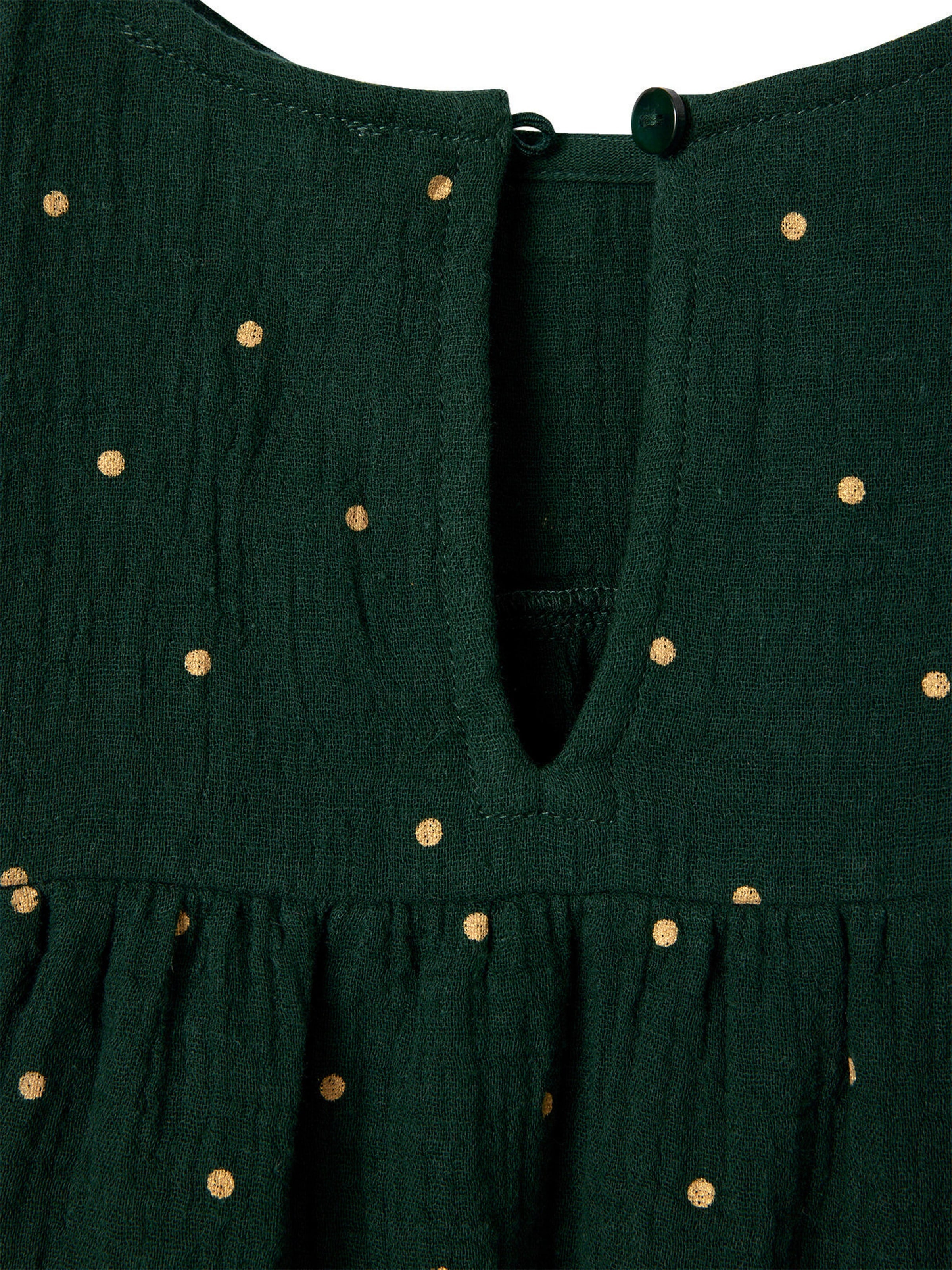Vertbaudet Mädchen Kleid mit Volants, Musselin tannengrün