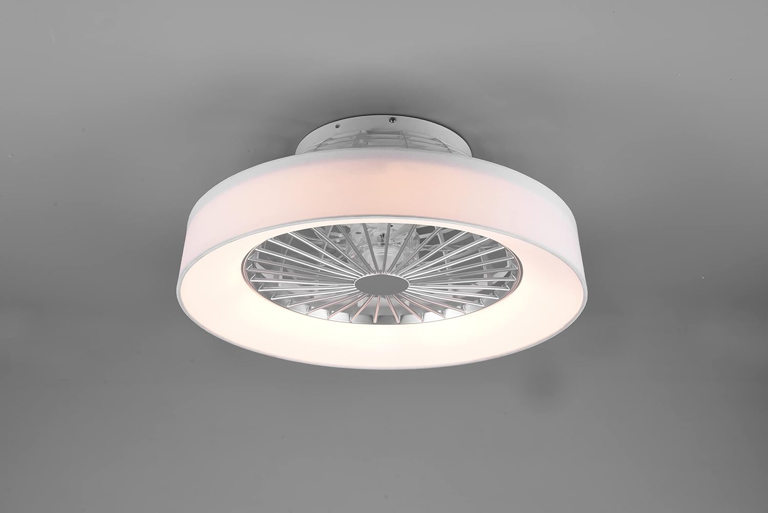 Reality Leuchten LED Deckenleuchten-Ventilator Farsund R62662101, Stoffschirm Weiß, inkl. 26 Watt LED, Ventilator 40 Watt