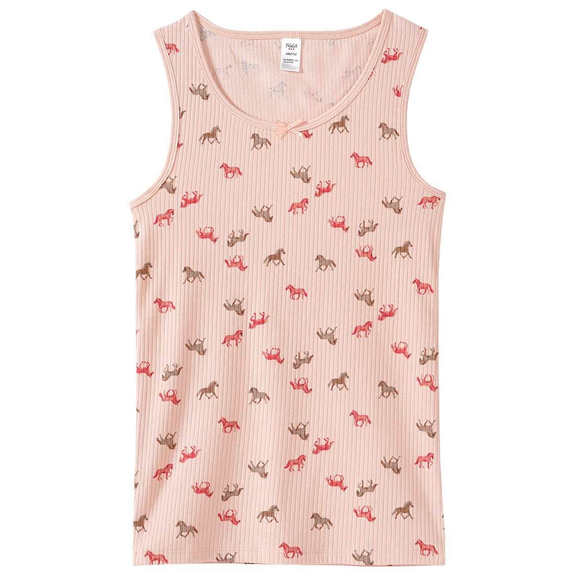 Yigga 2 Mädchen Unterhemden mit Pferde-Motiven rosa / creme