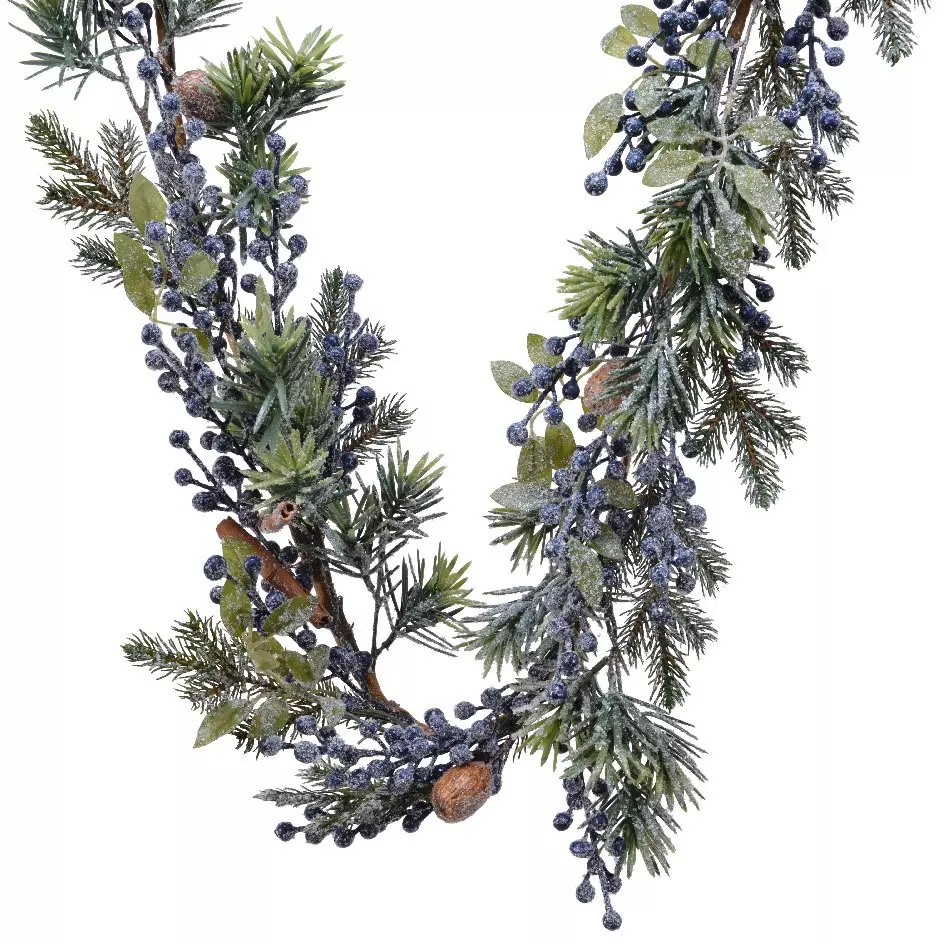 Guirlande de sapin (180 cm - D20) Garnie Baies bleues