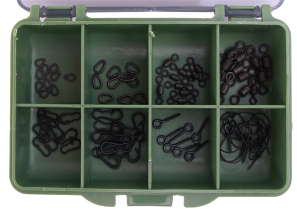 Kit Carpe Ultimate, 80 pcs avec Anneaux, Barils, Clips Asticots et plus!
