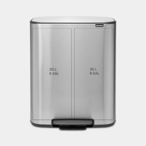 Bo Pedaalemmer, met 2 binnenemmers, 2 x 30 liter - Matt Steel Fingerpr