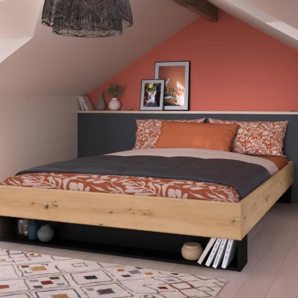 Parisot Tweepersoonsbed Stamp - 206 x 163,8 x 37,7 cm - Artisan Oak Brown