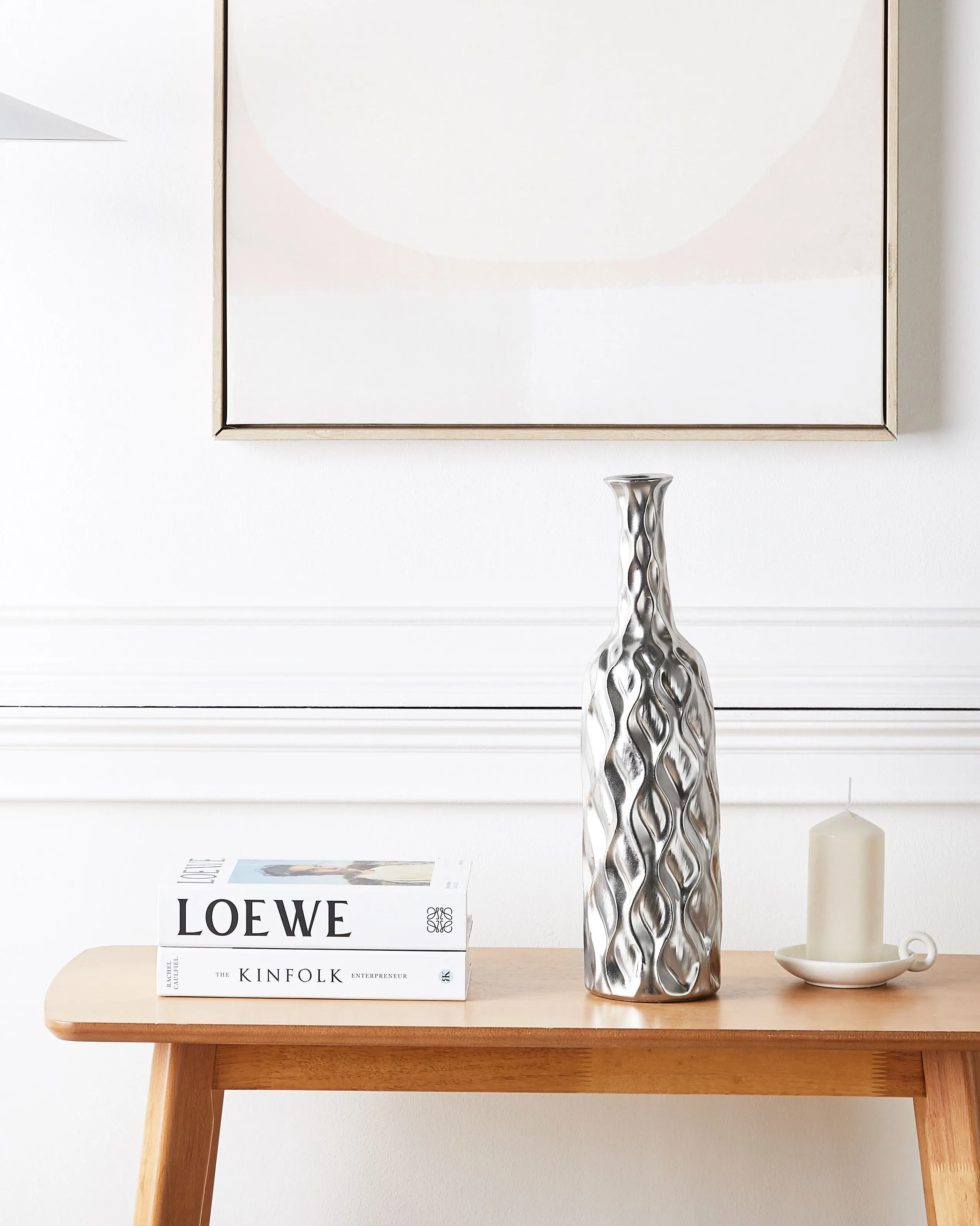 Decoratieve vaas BASSANIA Steengoed 45 cm Zilver