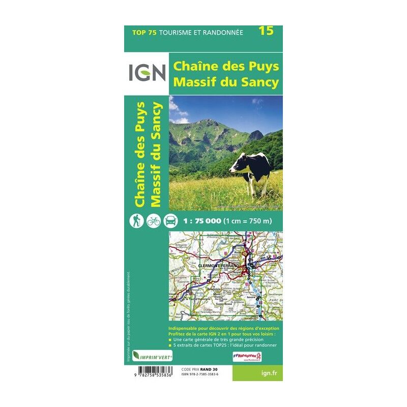 Chaîne-Des Puys / Massif -Du-Sancy - Carte topographique