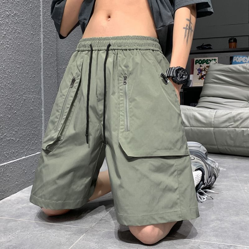 Breeson - Cargoshorts met trekkoord in de taille en wijde pijpen