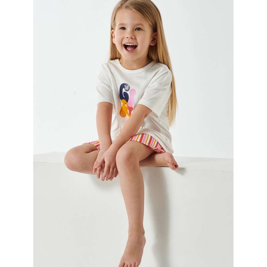 Schiesser Pyjama Girls World Organic Cotton off-white