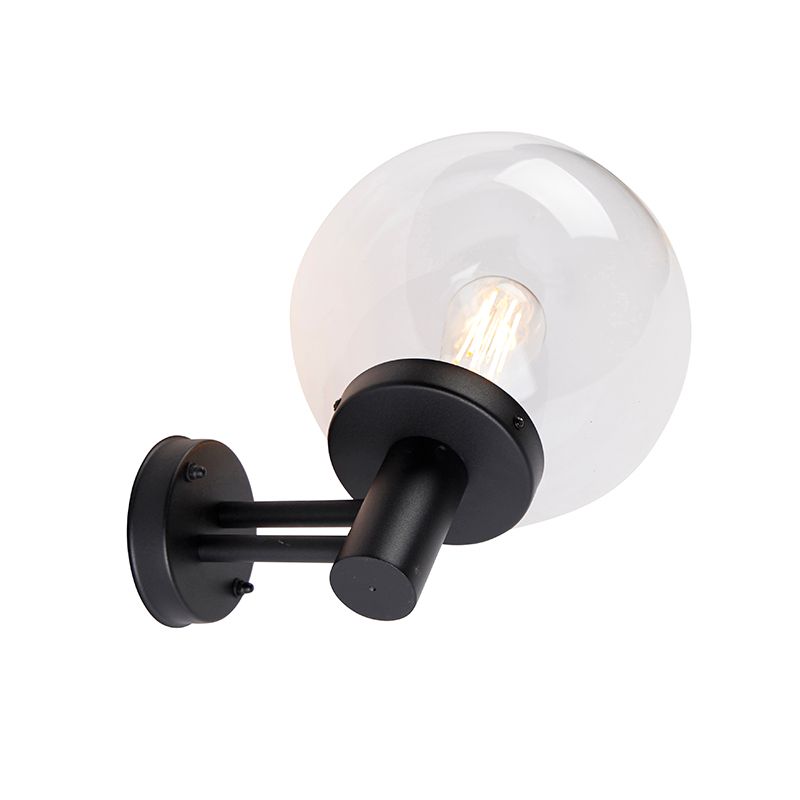 Buiten wandlamp zwart met kunststof IP44 RVS - Sfera