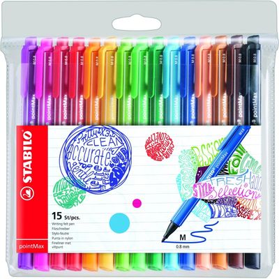 STABILO PointMax - 15 feutres d'écriture - pointe moyenne - couleurs assorties