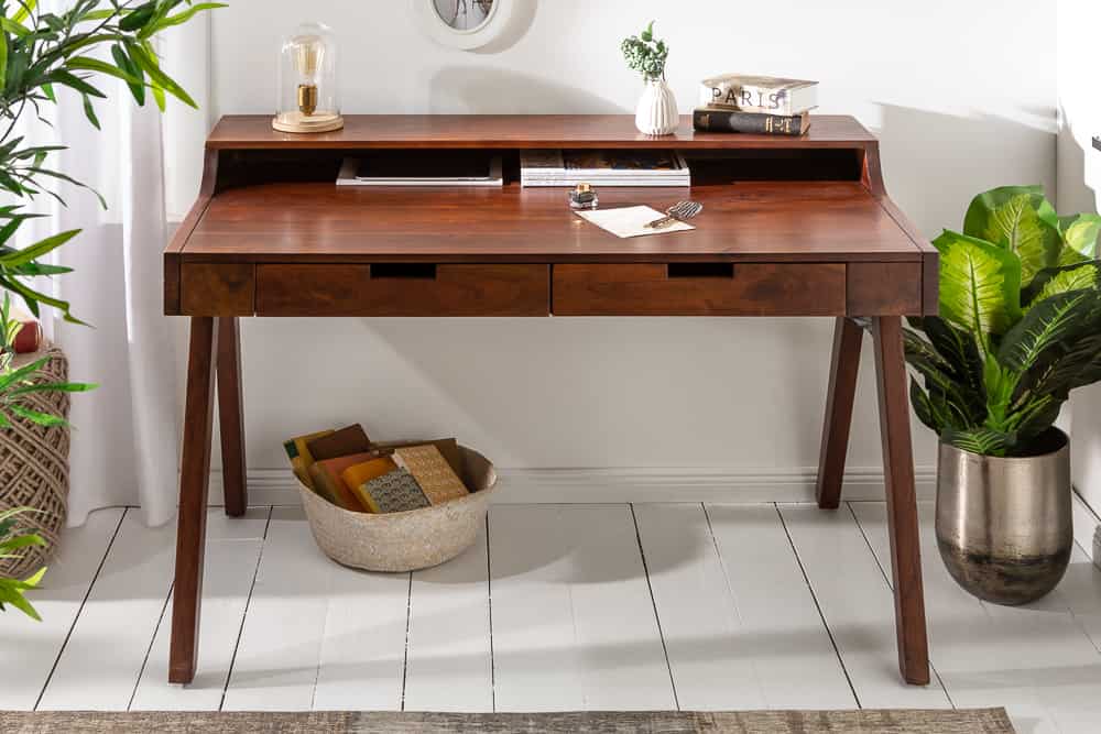 Massiver Sekretär MONSOON 100cm Akazie Schreibtisch Markant Finish