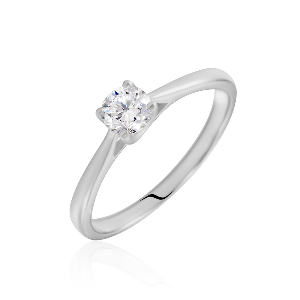 Bague Solitaire Fiona Or Blanc Diamant Synthetique