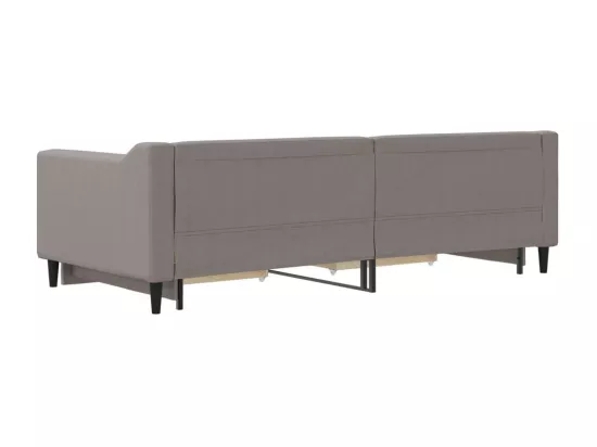 Lit de jour avec gigogne et tiroirs sans matelas taupe 90x200cm