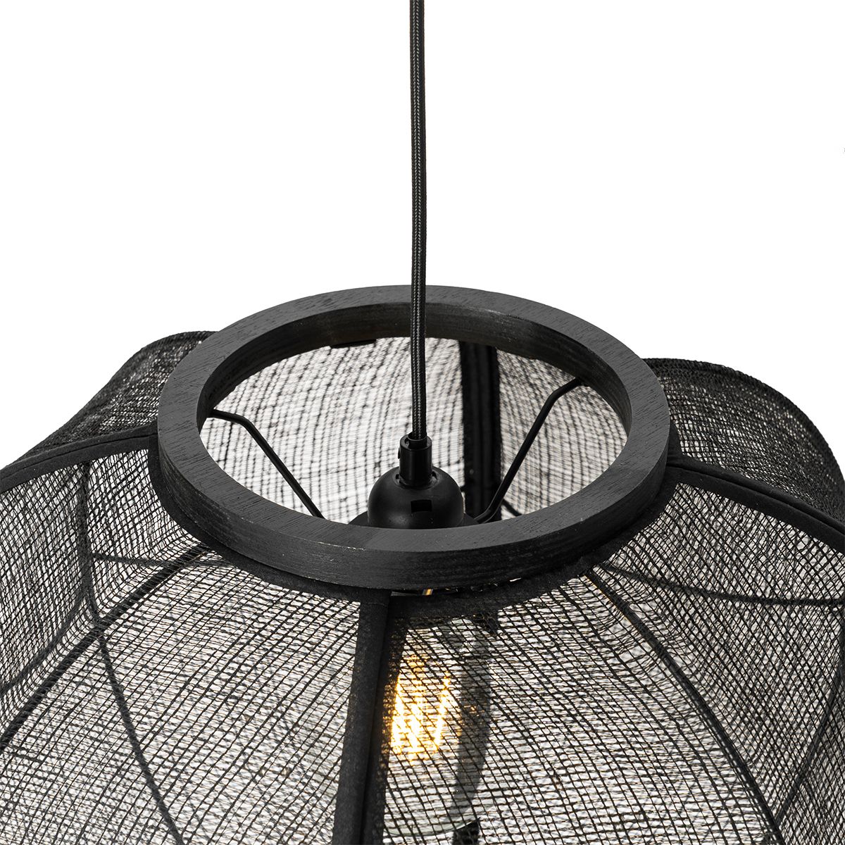 Oosterse hanglamp zwart stof 48 cm - Rob