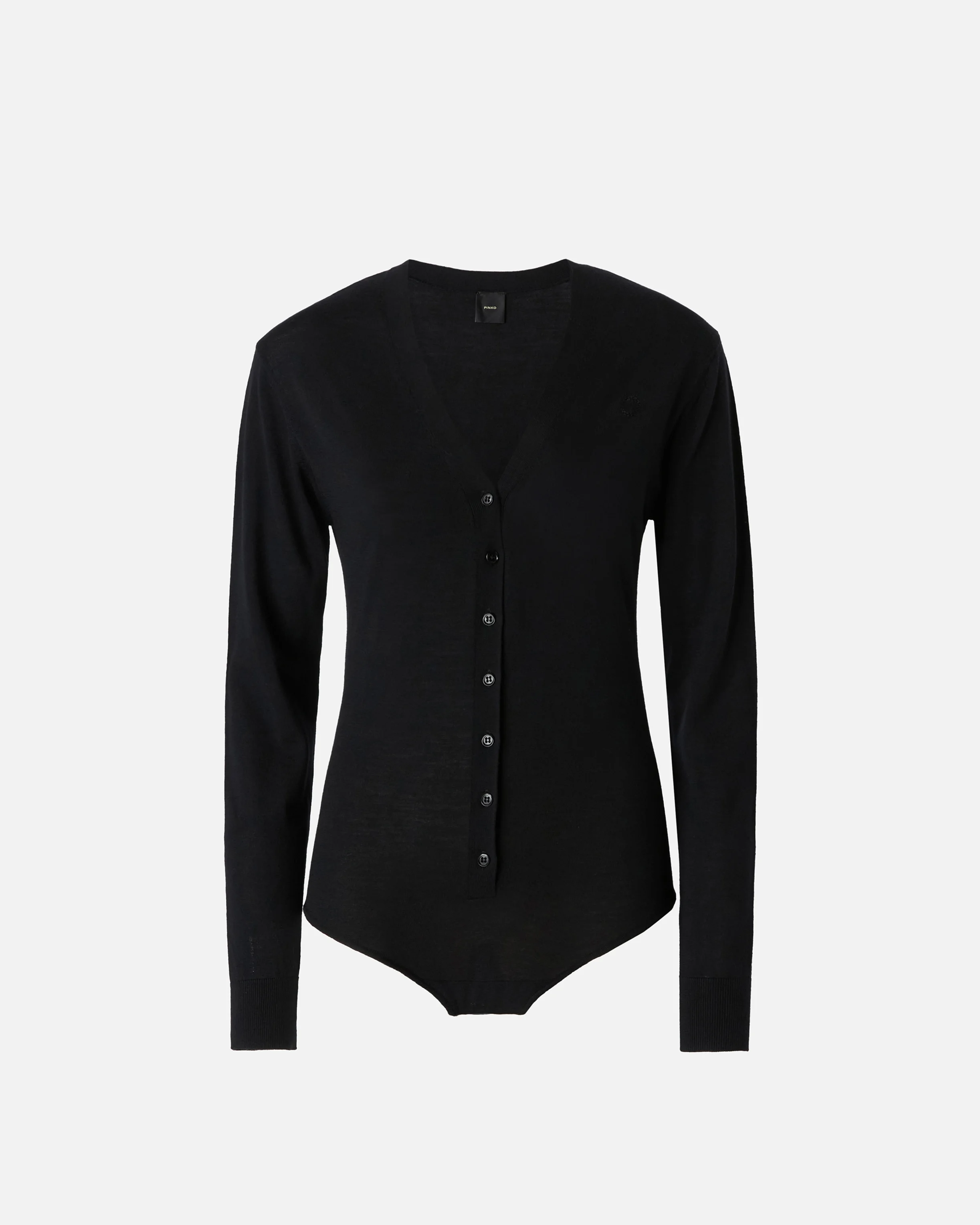 Body boutonné à col v extra-fine | Noir