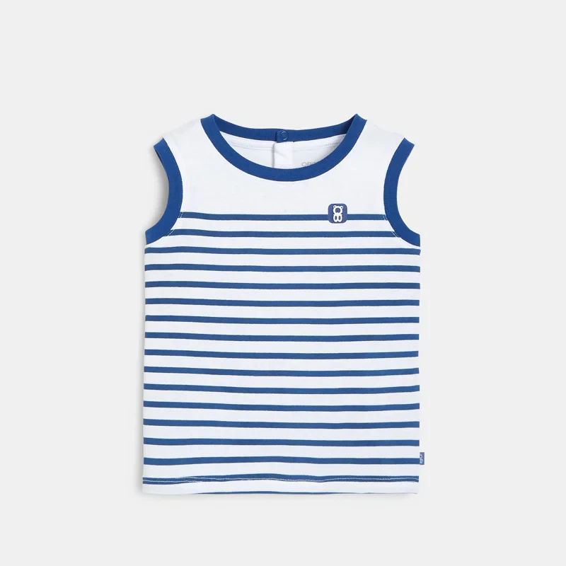 Débardeur jersey rayé bleu bébé garçon Bleu