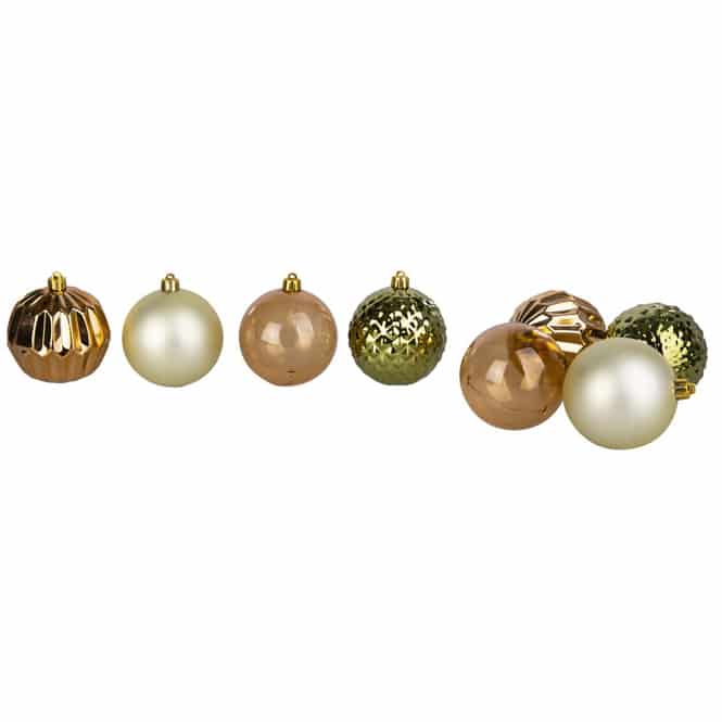 Christbaumkugeln - bruchfest - braun/grün/gold - ca. 8 cm - 24 Stück