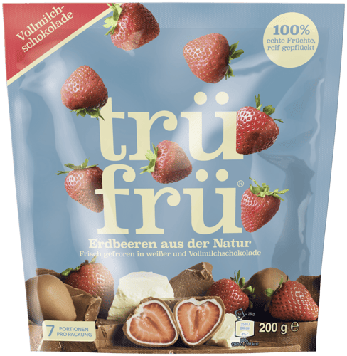 TRÜFRÜ® gefrorene Erdbeeren mit weißer und Milchschokolade