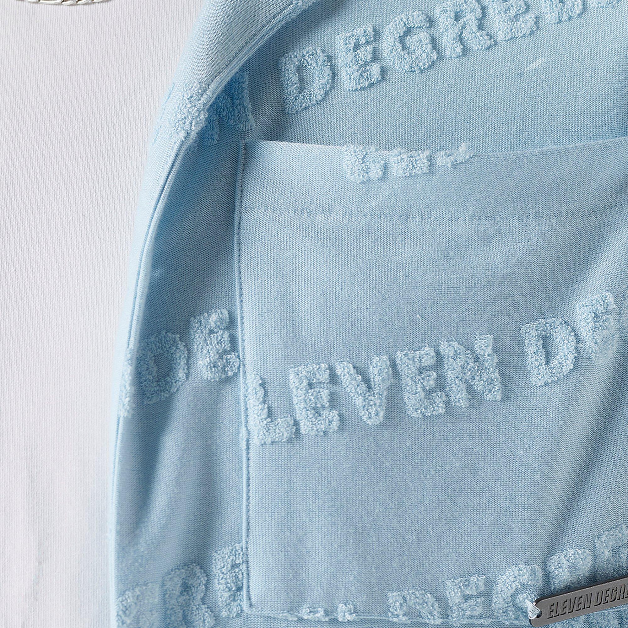 11 Degrees 11D Embossed Towelling Shirt Ice Blue