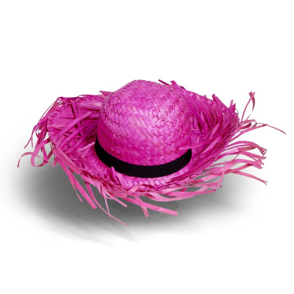 Chapeau de paille adulte rose