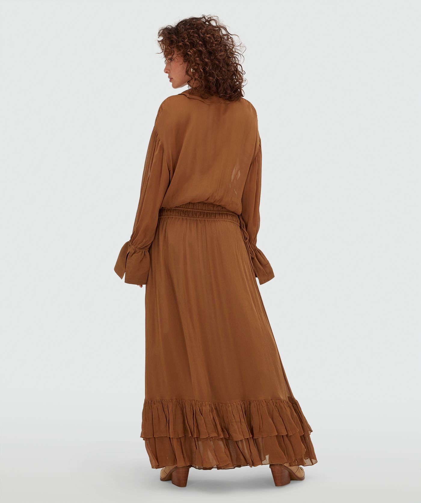 JV-GISELE oversized maxi jurk - mocha brown