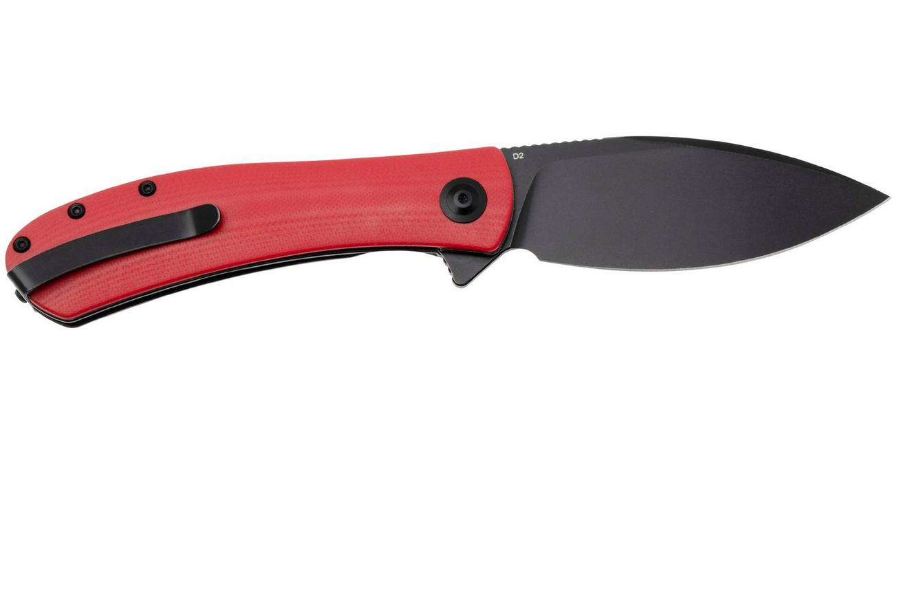 Trollsky Knives Mandu XL MT015-XL Black Stonewashed D2, Red G10 zakmes