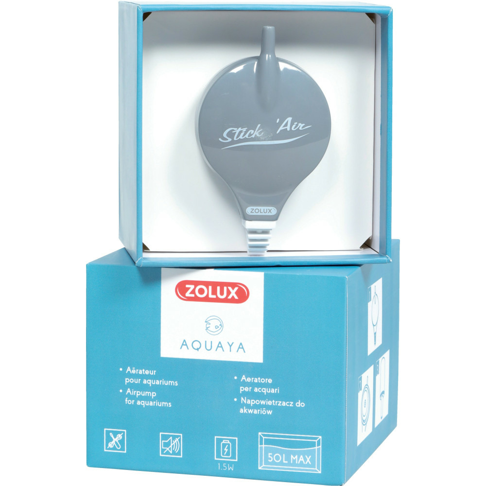 Bulleur aérateur 1.5w débit 18.6 l/h gris pour aquarium max 50 litres