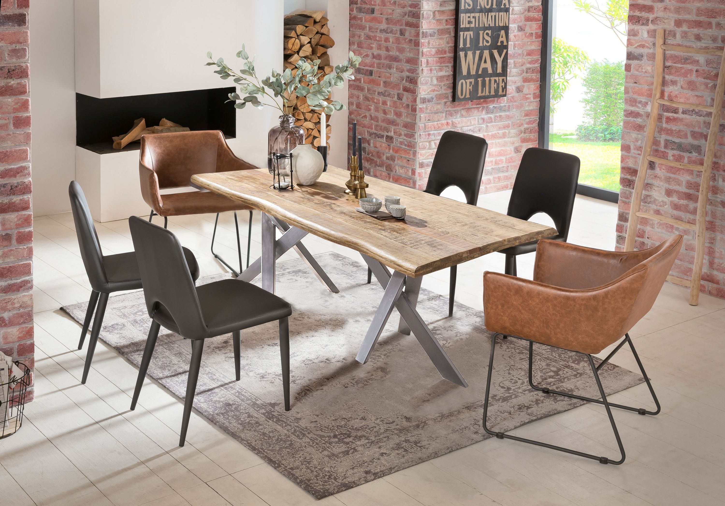 Tisch 200x100 Mango Metall Holztisch Esstisch Küchentisch Speisetisch Esszimmer