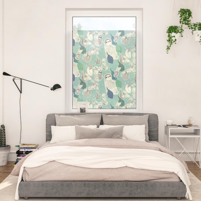 LICHTBLICK ORIGINAL Fensterfolie »Fensterfolie selbstklebend, Sichtschutz, Sloths on turquoise  - Grün« 1 Stk. blickdicht glatt statisch haftend
