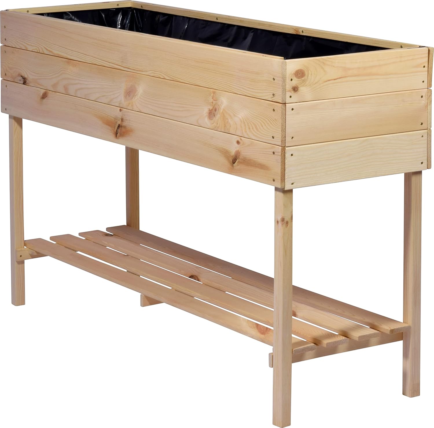 dobar® 58175FSCe breites Hochbeet XL aus Holz |Erhöhtes Gemüsebeet | Kräuterbeet aus Holz | Pflanzkasten für Balkon/Garten/Terrasse | Salatbeet für die Anzucht | 117 x 40 x 78 cm | Natur