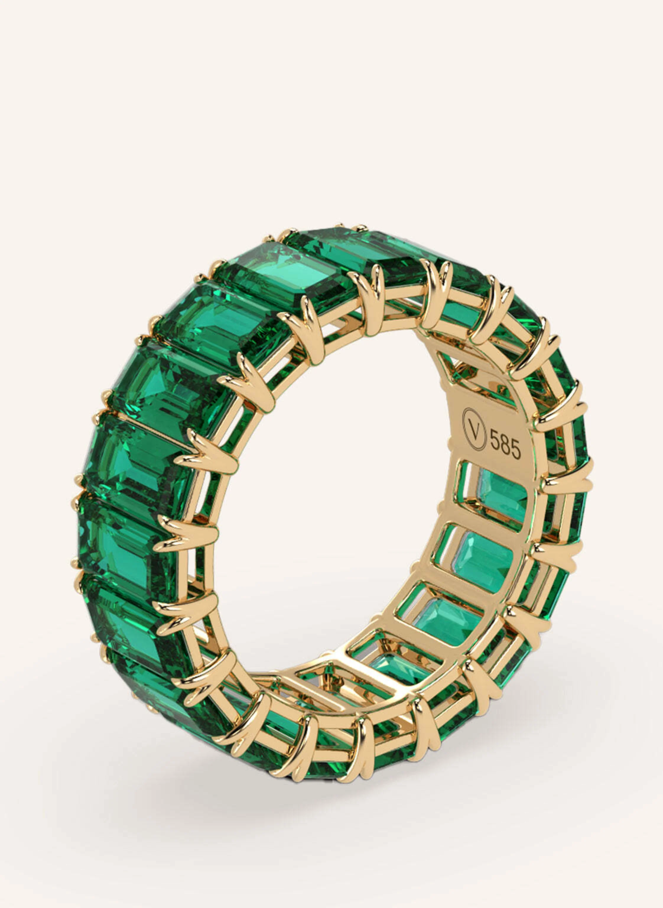 VEYNOU Ring EDEN ETERNITY BIG aus 14 Karat Gelbgold und 6,0ct. lab-grown Smaragden