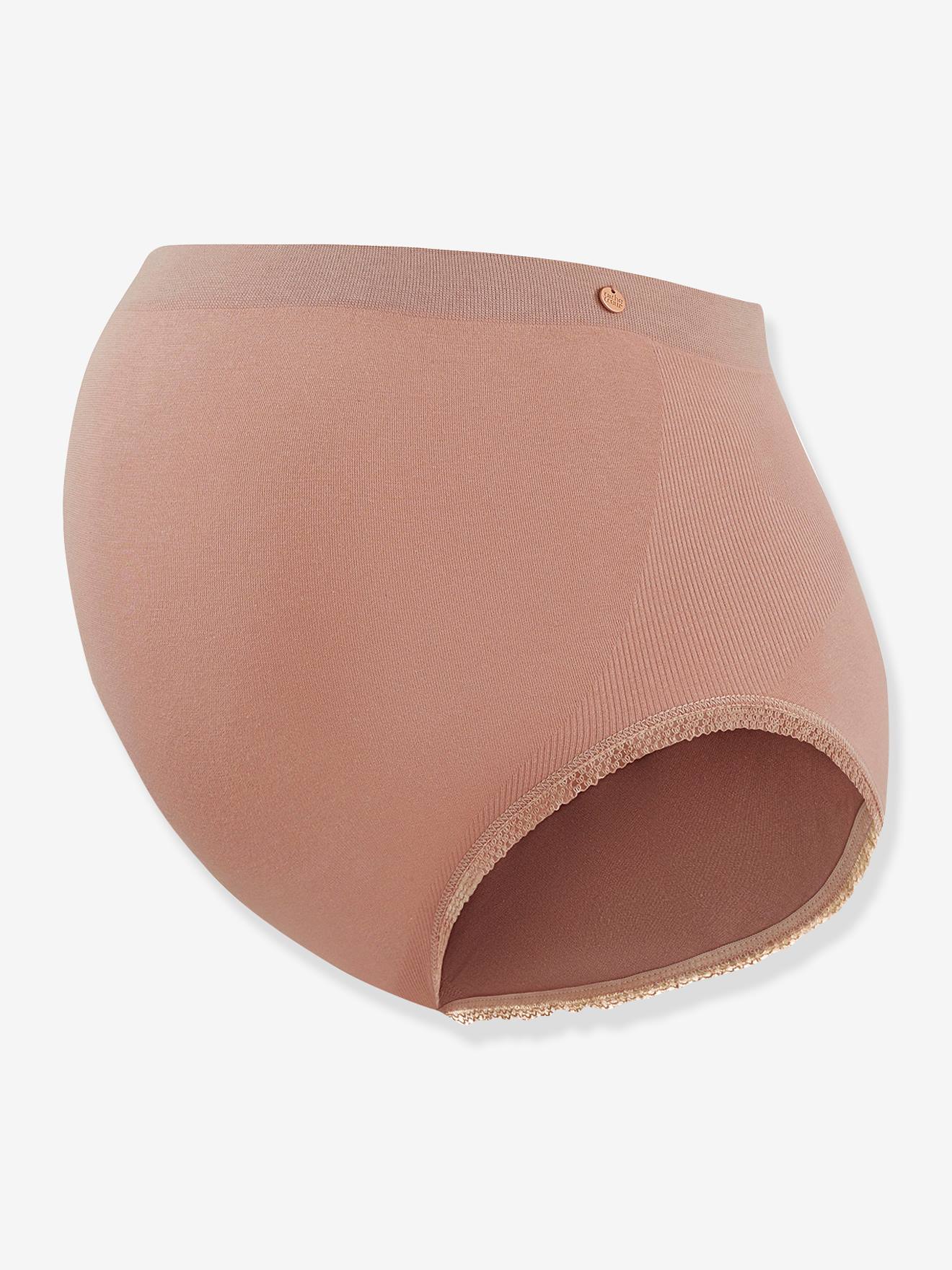 Calcinha de gestante sem costura de cintura alta Organic Cache Coeur na cor branca lisa.