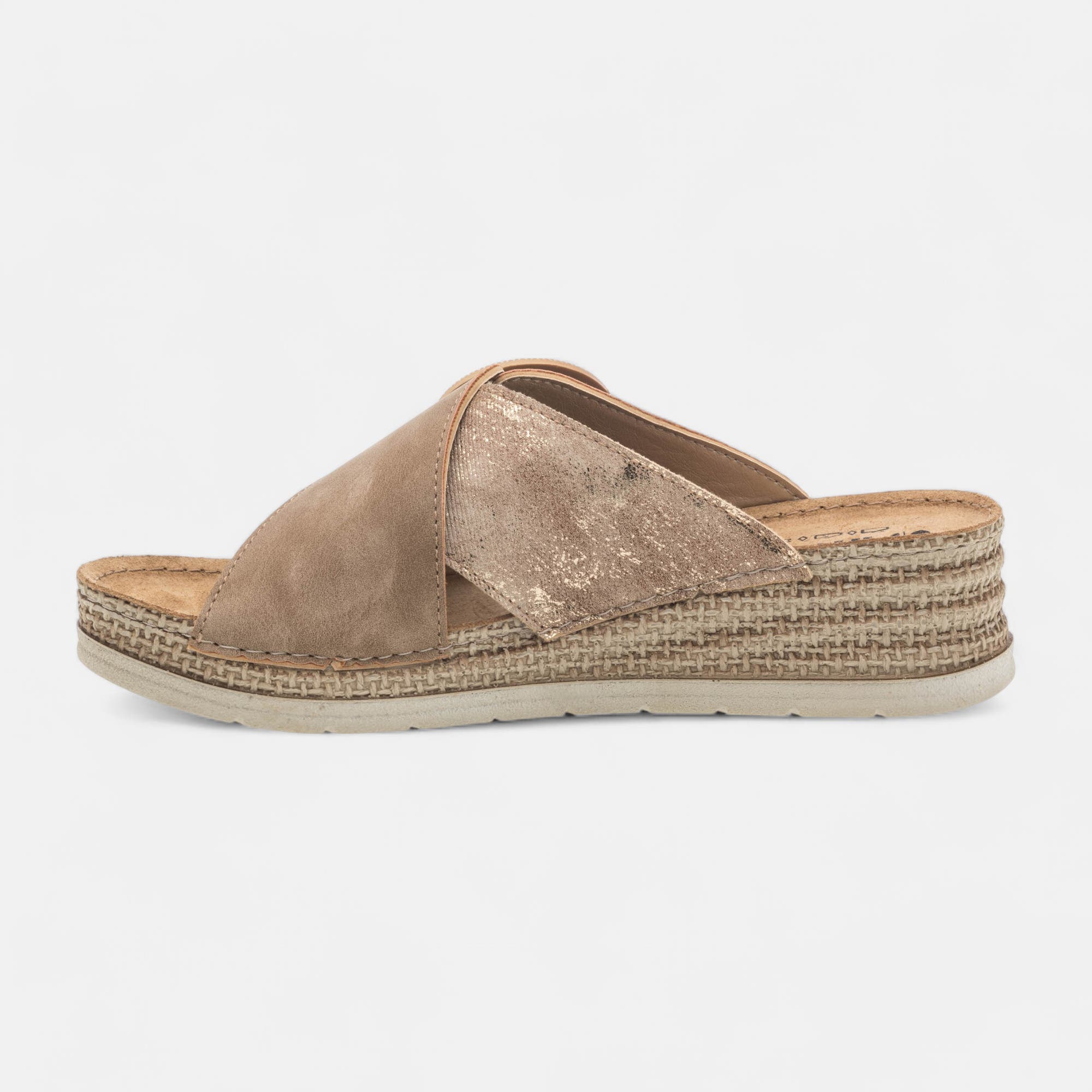 Mules à talon compensé Femme taupe