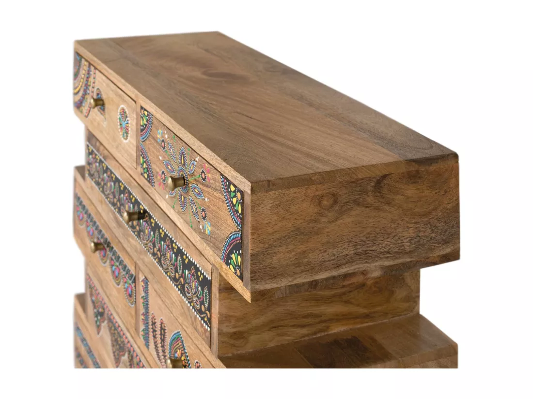 Commode réalisée à la main en bois de manguier