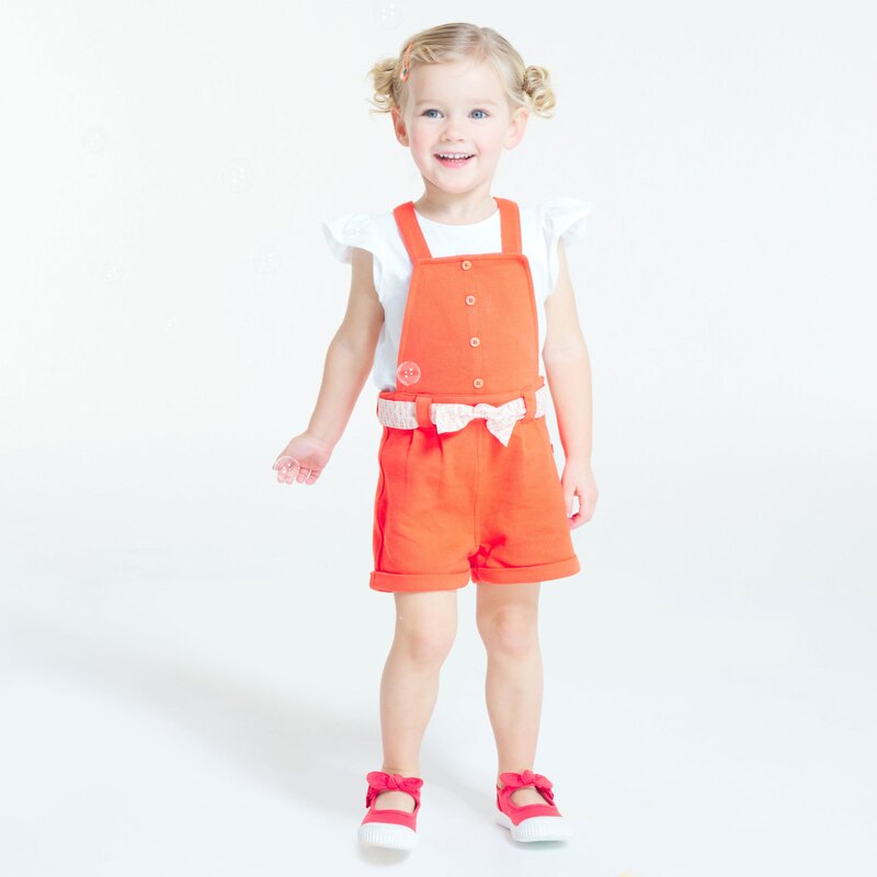 Salopette courte maille fantaisie rouge bébé fille Rouge