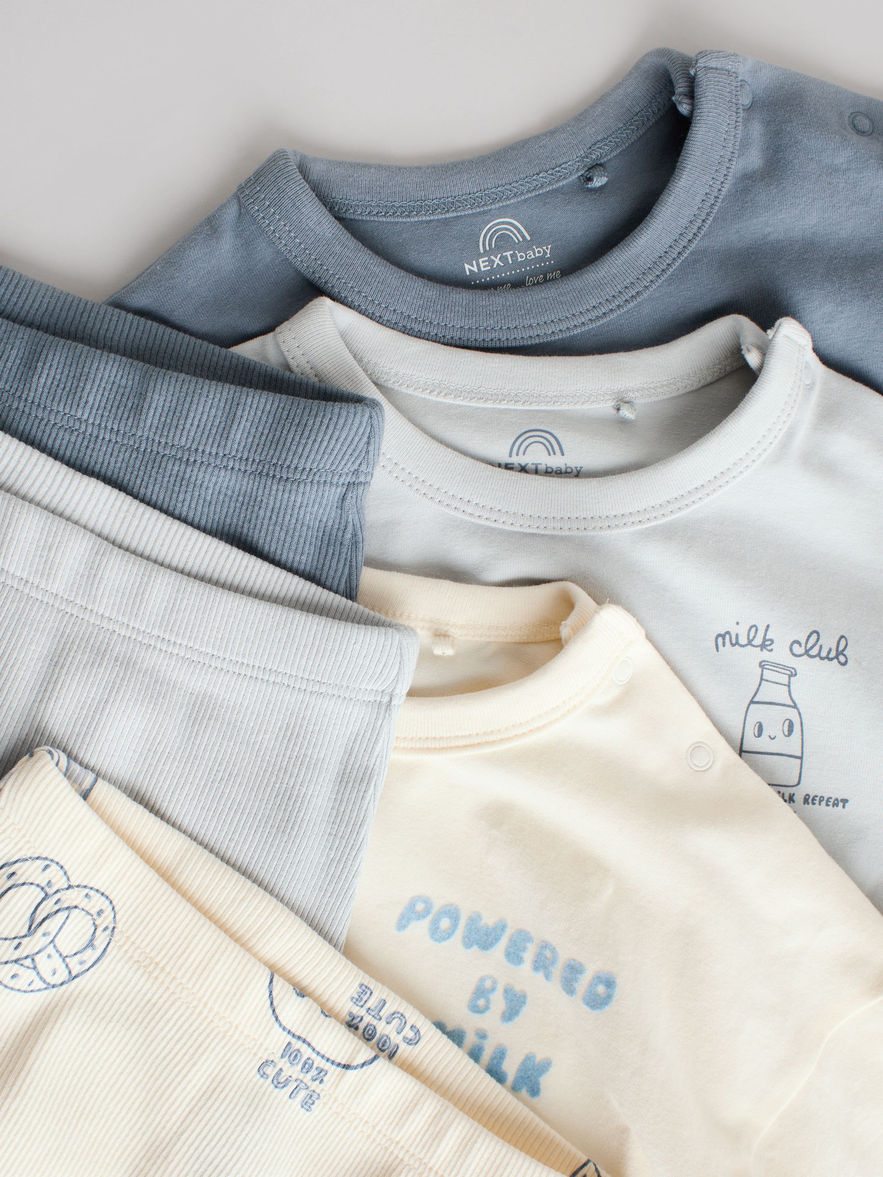 Blauw Milk Club - Tops en Leggings 6 -delige babyset (0mnd-3jr)