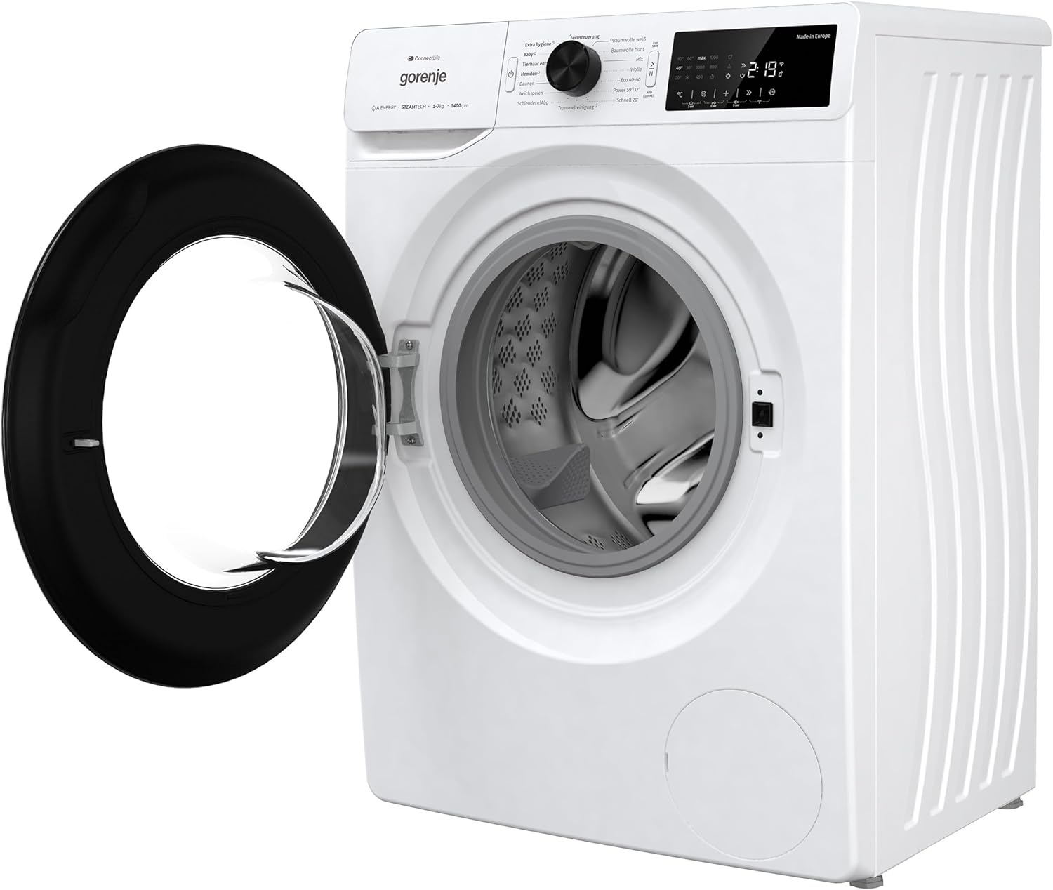 Gorenje WPAM74SA1T Waschmaschine mit Dampffunktion/Slim/ConnectLife / 7Kg / 1400 U/min/15 Programme/Totaler AquaStop/Wave Active Trommel/ExtraHygiene/PowerWash/Schnell Waschgang/EEK: A-10%