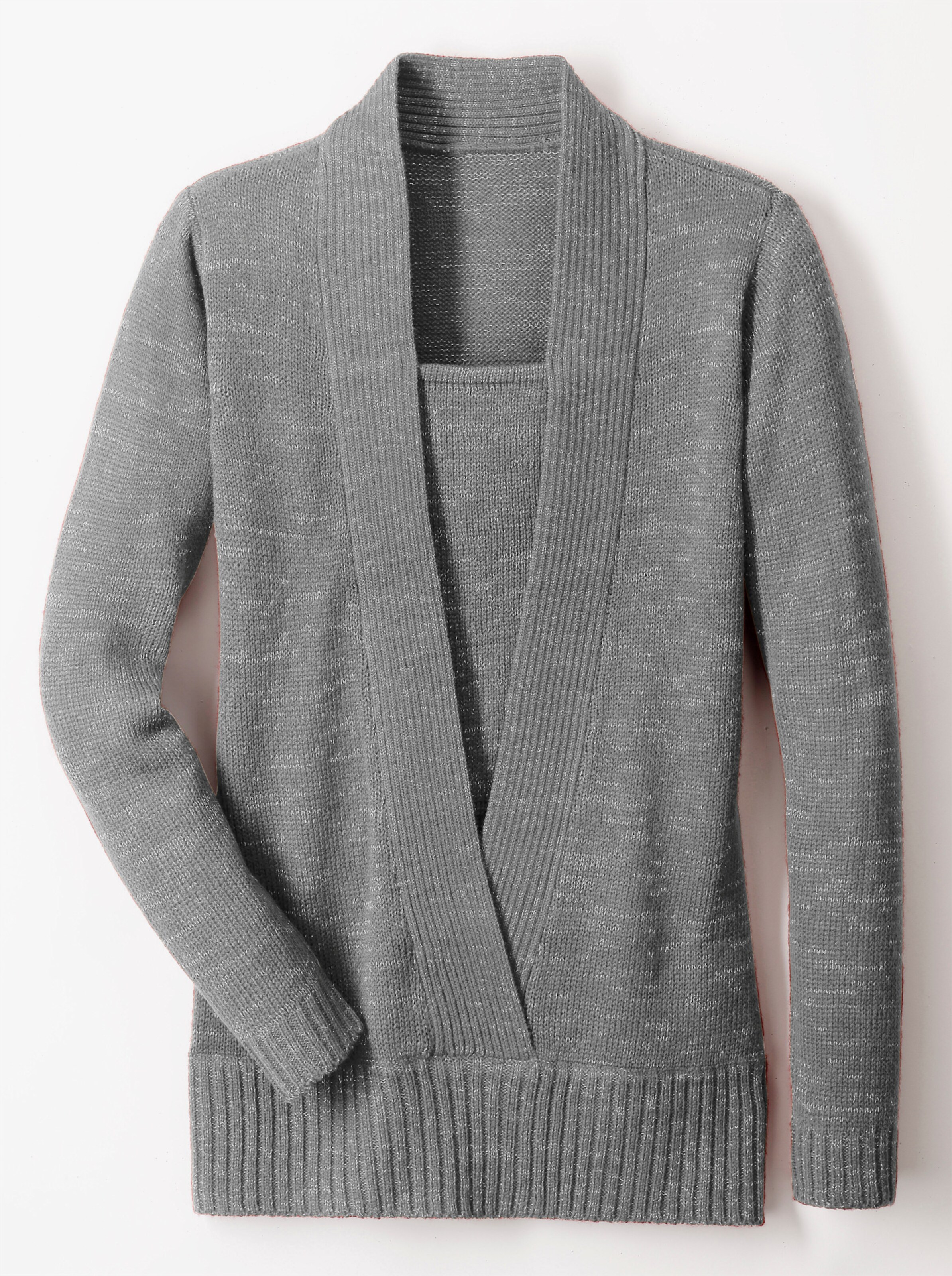 2-in-1-Pullover mit Schalkragen-Optik