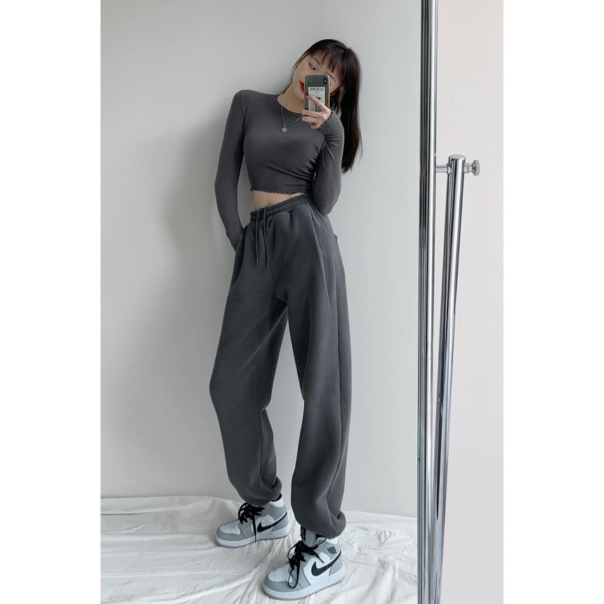 Fabricino - Mid Rise Effen Trekkoord Joggingbroek