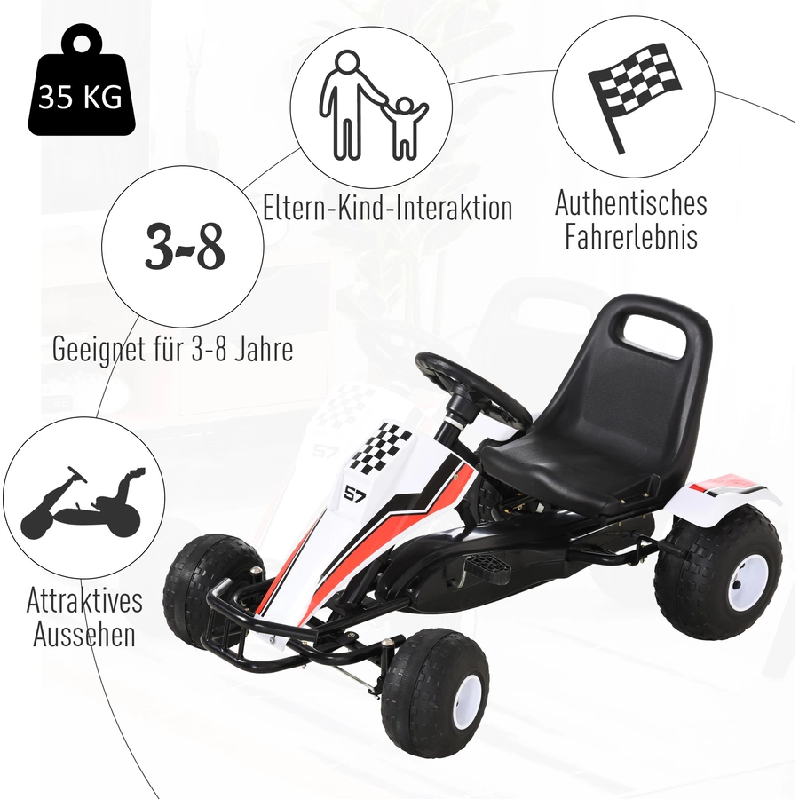 HOMCOM Kinder Go-Kart mit Handbremse weiß