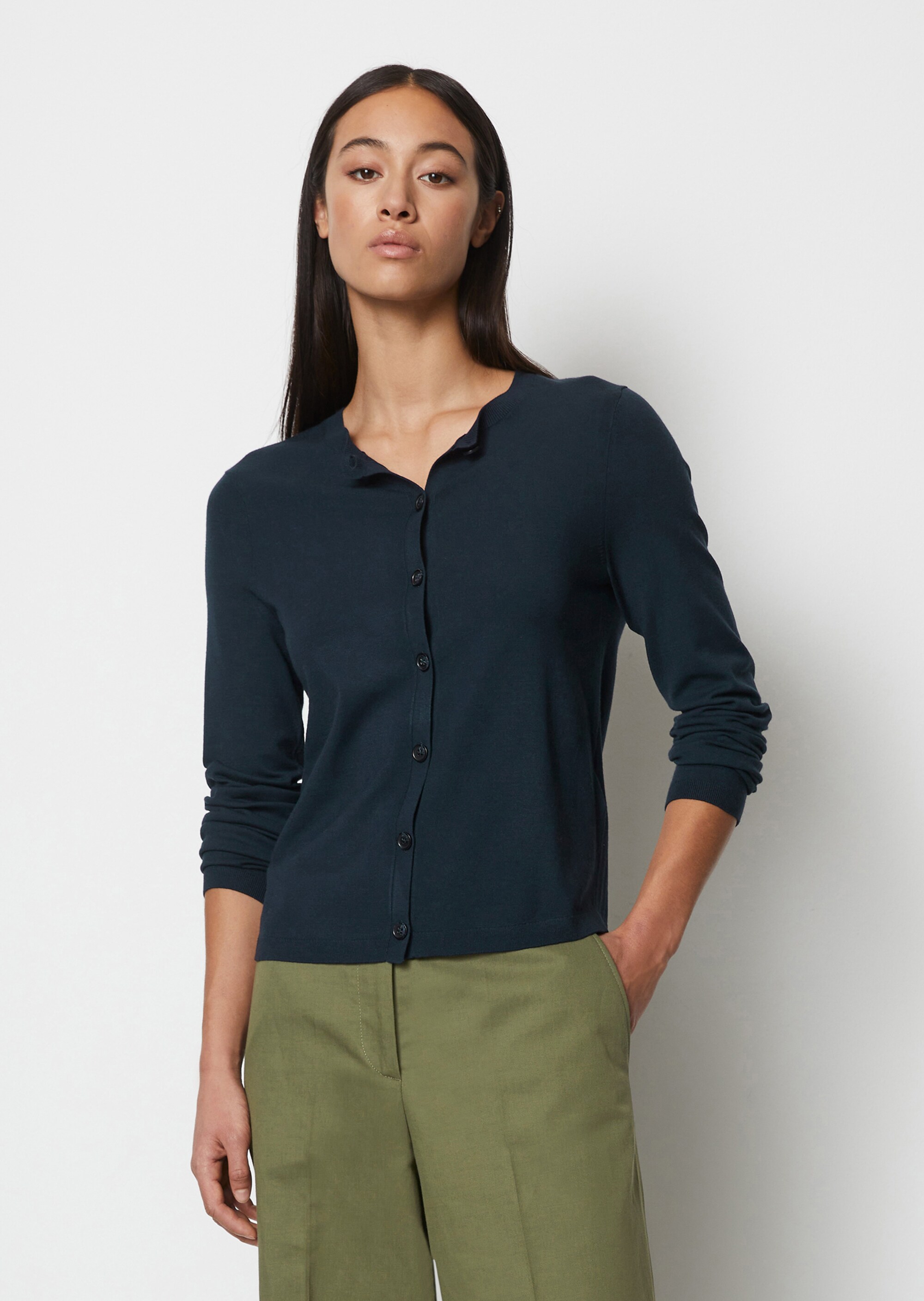 Feinstrick-Cardigan slim aus LENZING™ ECOVERO™