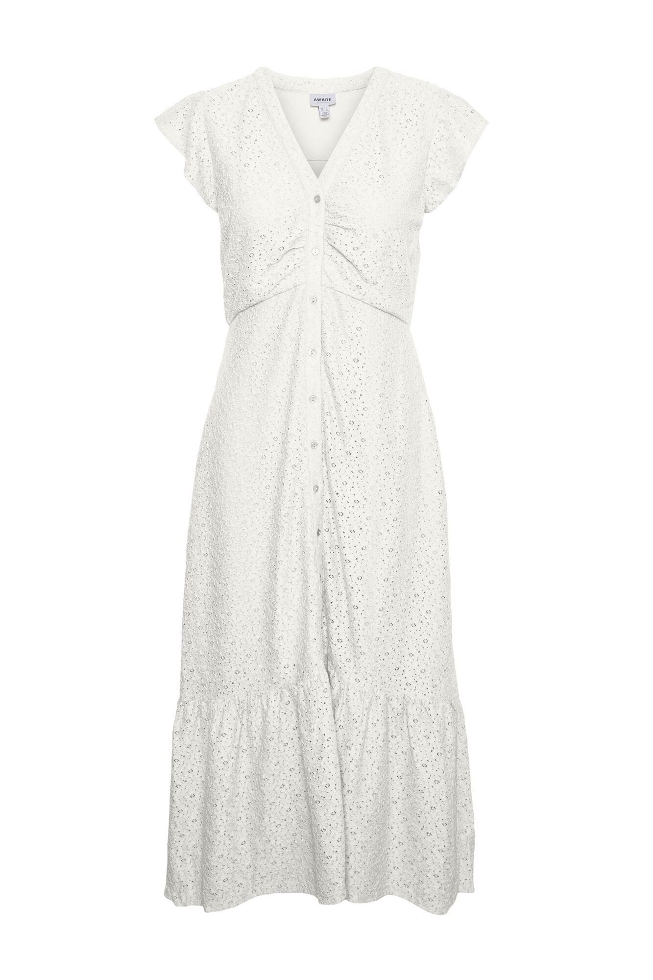 Vestido com decote em bico 7/8 - Branco