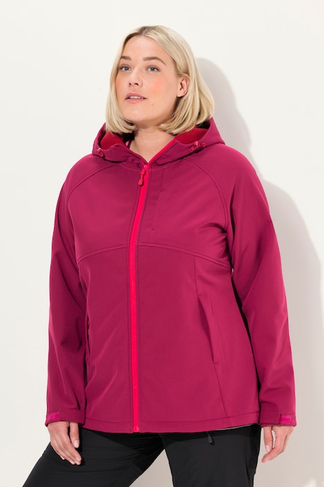 Softshelljacke, Kapuze, Zipptaschen, Klettriegel