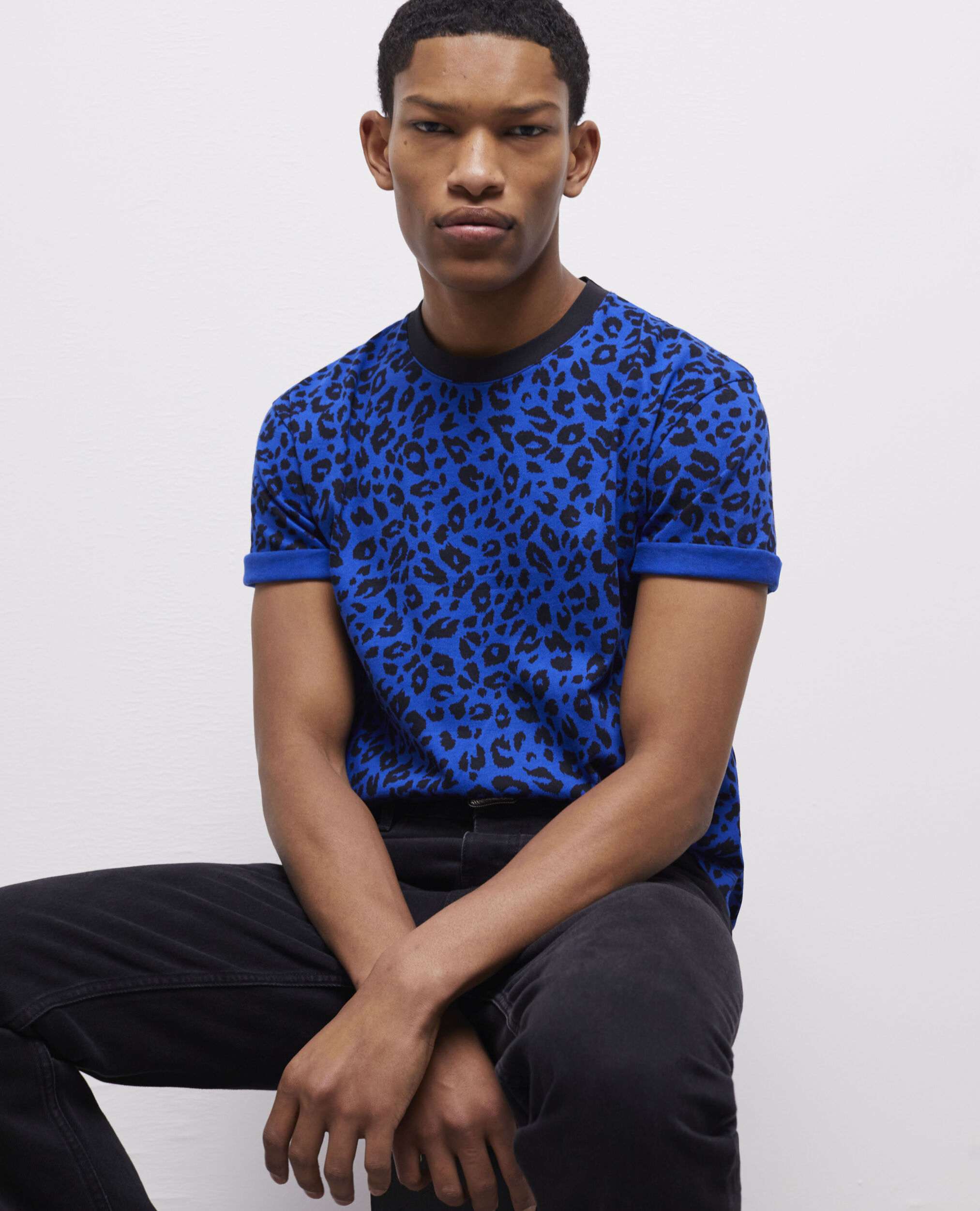 T-shirt léopard bleu