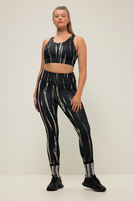 Sport-Tights, HighWaist, knöchellang, Batikprint, seitliche Tasche