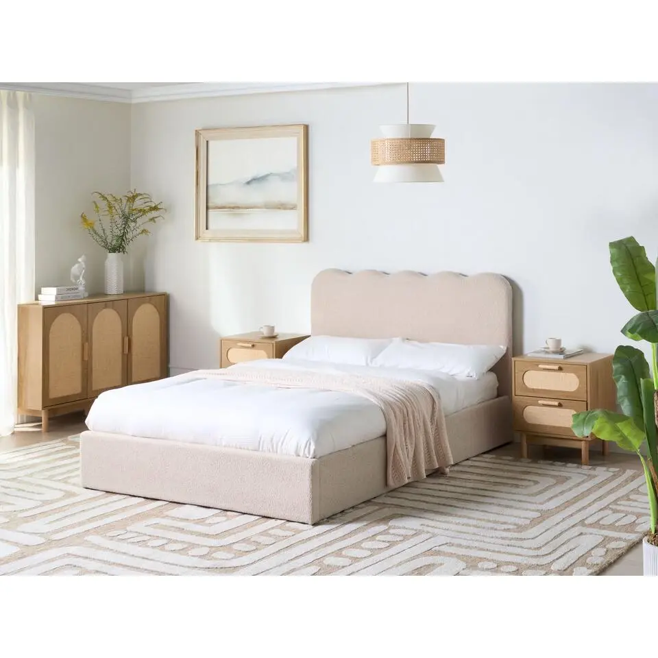 NANTERRE - Bed met opbergruimte - Beige - 140 x 200 cm - Bouclé