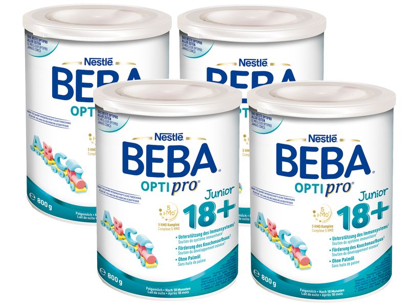 BEBA Juniormilch BEBA Optipro Junior 18 , 4x 800 g Folgemilch mit 5-HMO-Komplex