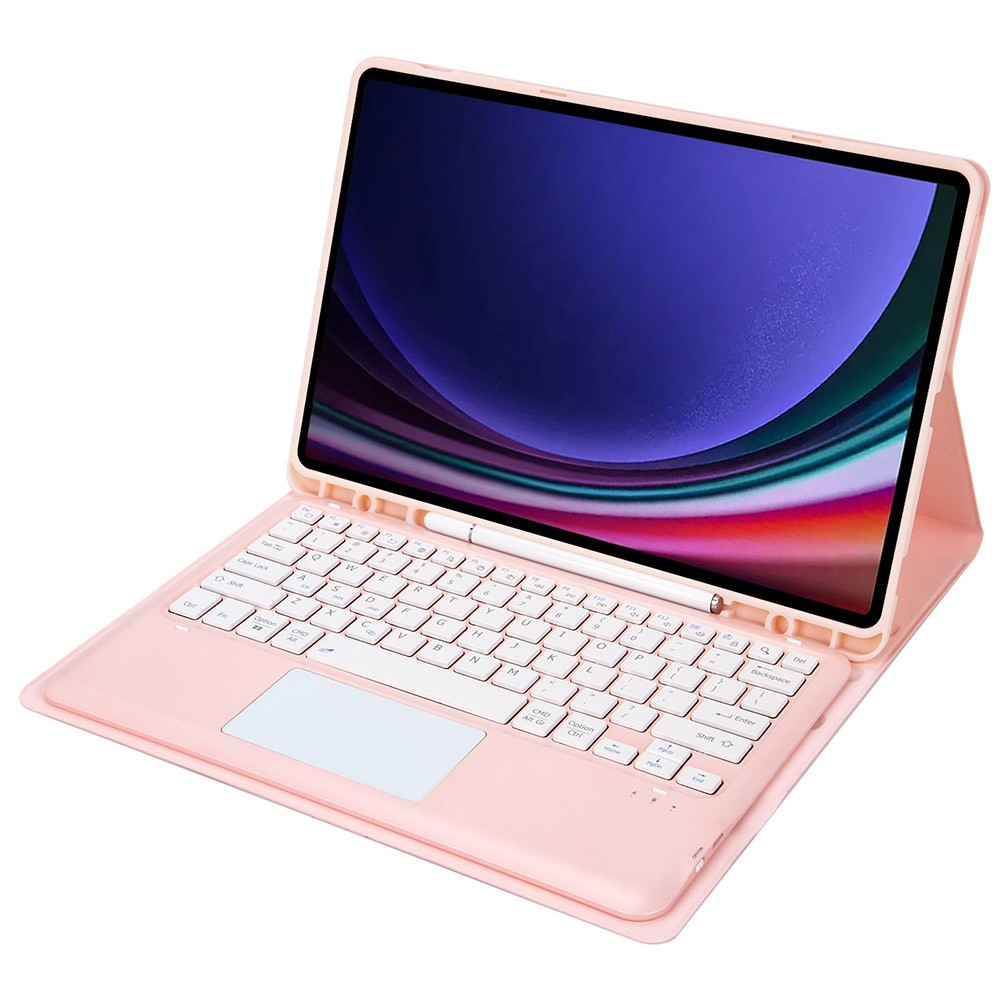 Samsung Galaxy Tab S9  Plus Tasche mit abnehmbarer Bluetooth Tastatur und Touch Pad   S Pen Halter (QWERTY) - Rosa