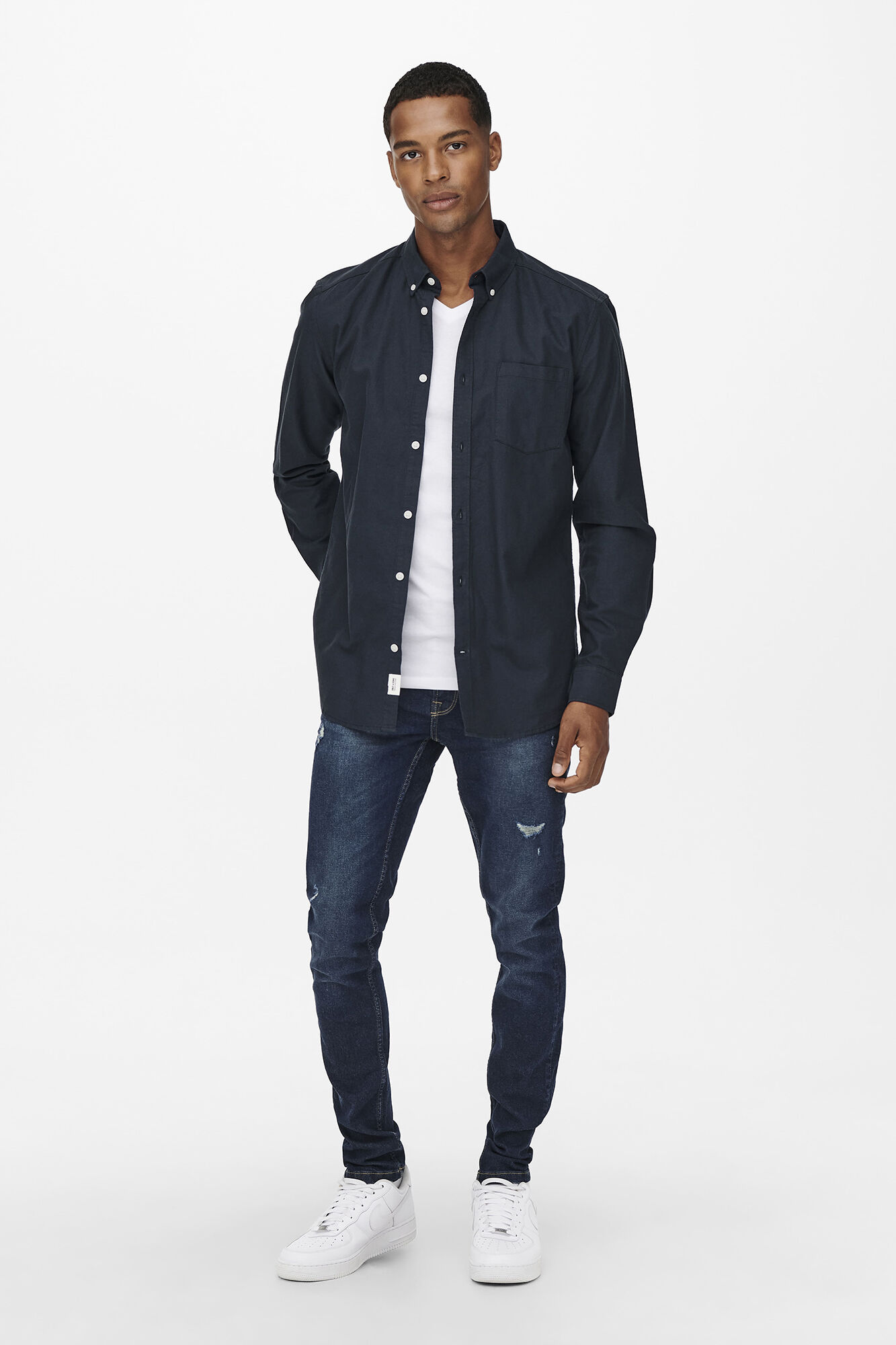 Camisa Oxford de manga comprida